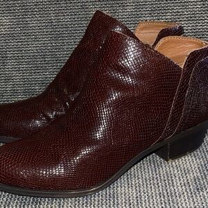 Lucky Brand Dark Red Textured Ankle Booties